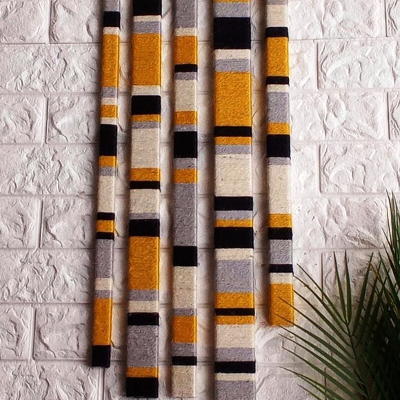 Modern Textile Wall Decor. Abstract Fiber Art Installation. Unique Vertical Wall